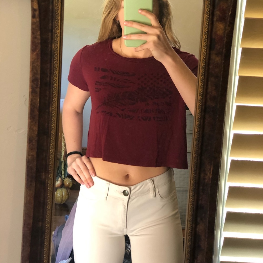 Maroon American Eagle Crop Top